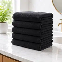 GARSIL - Pack 6 Toallas Negra Peluqueria Hotel Barberia Spa Gym