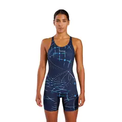 FOUR - Traje de Baño Mujer Deportivo Azul Negro - Corte Boxer