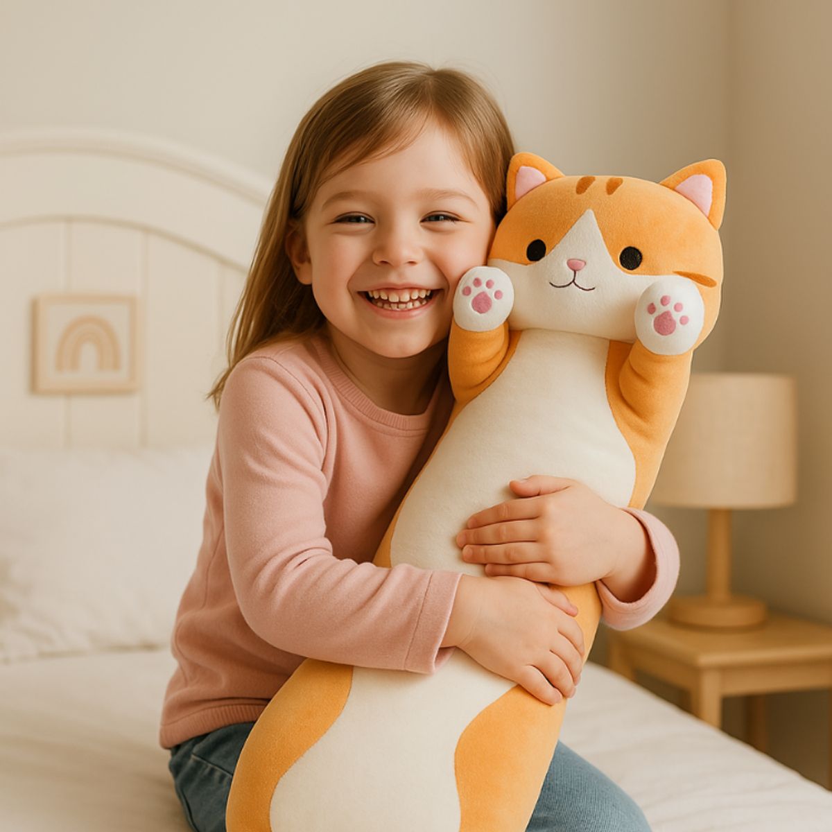 GARSIL - Cojín Almohada Kawaii Peluche Largo De Gatito Suave de 70 cm