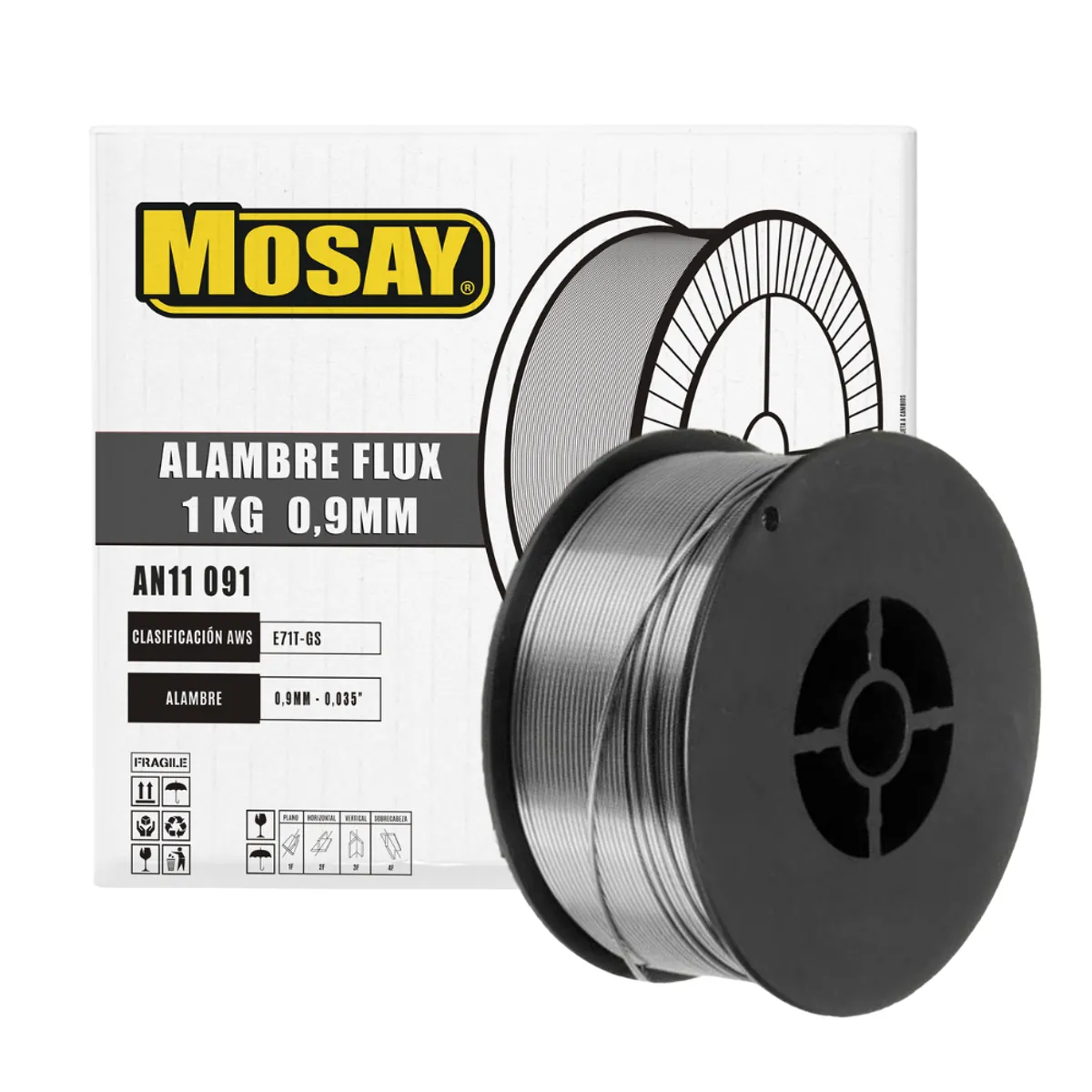 GENERICO - Soldadura Alambre MIG Flux Sin Gas 0.9 mm 1 Kg Mosay