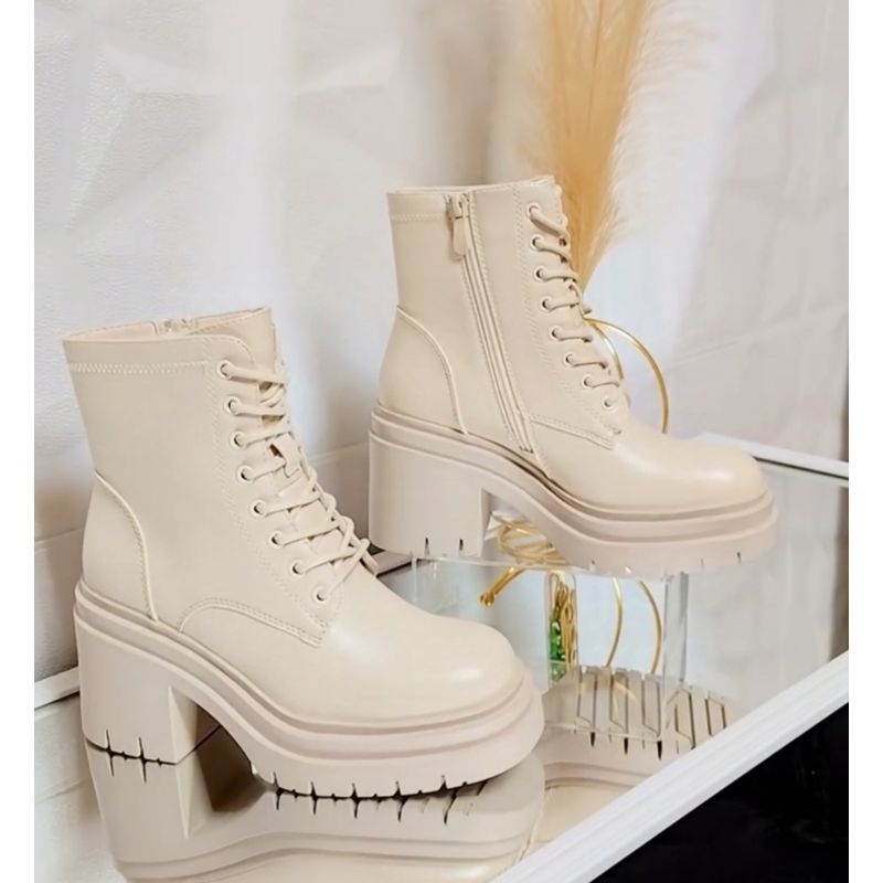 SNOOPY - Botin Mujer  color Beige  con Plataforma M400