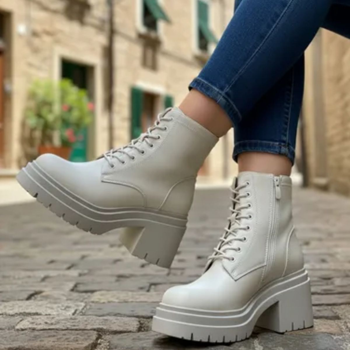 SNOOPY - Botin Mujer  color Beige  con Plataforma M400