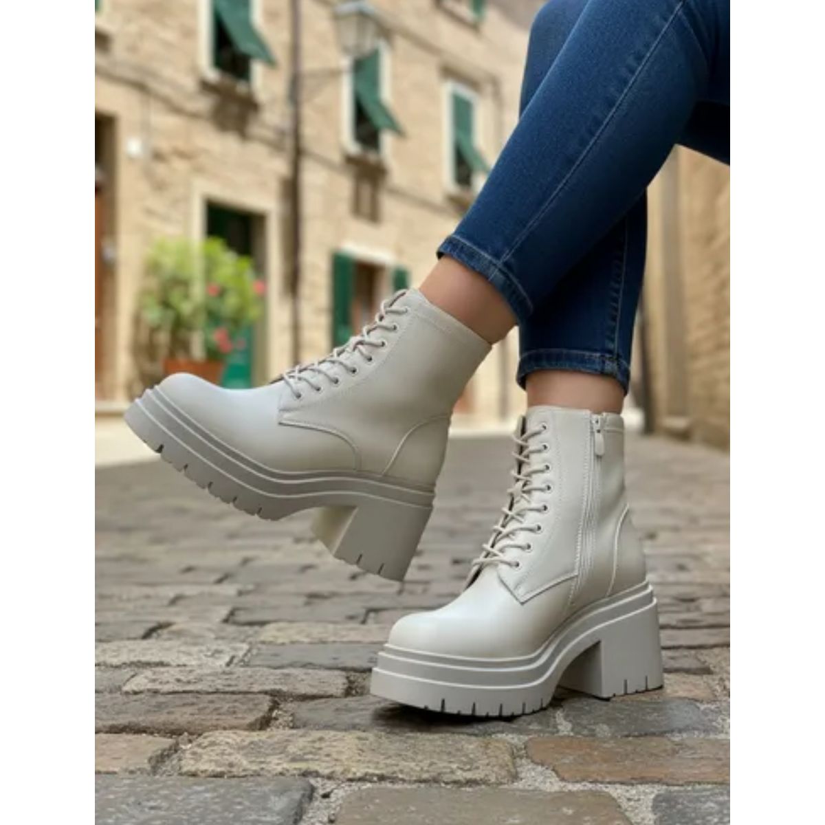 SNOOPY - Botin Mujer  color Beige  con Plataforma M400