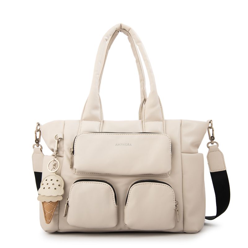 AMPHORA - Cartera Dos Asas gelatto grande blanco crudo