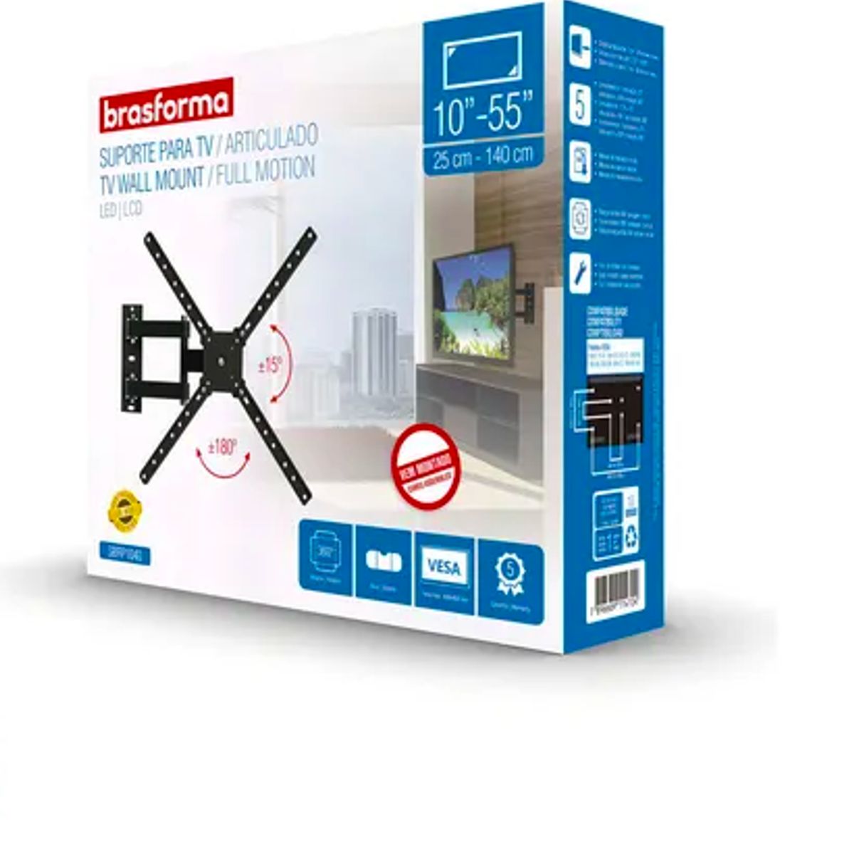 BRASFORMA - Soporte Articulado Para Tv Brasforma Sbrp1040 De 10 A 55 Pulgadas