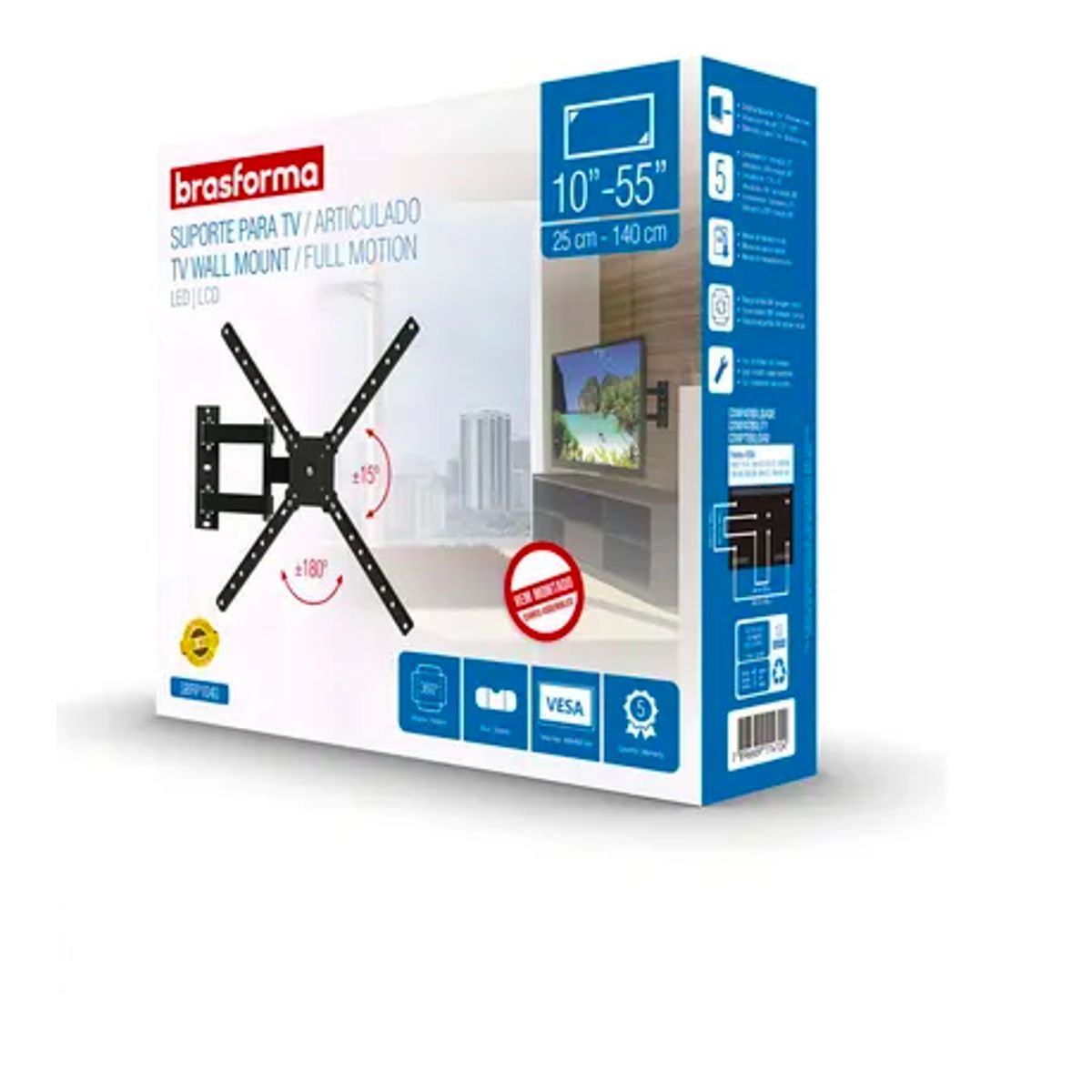 BRASFORMA - Soporte Articulado Para Tv Brasforma Sbrp1040 De 10 A 55 Pulgadas