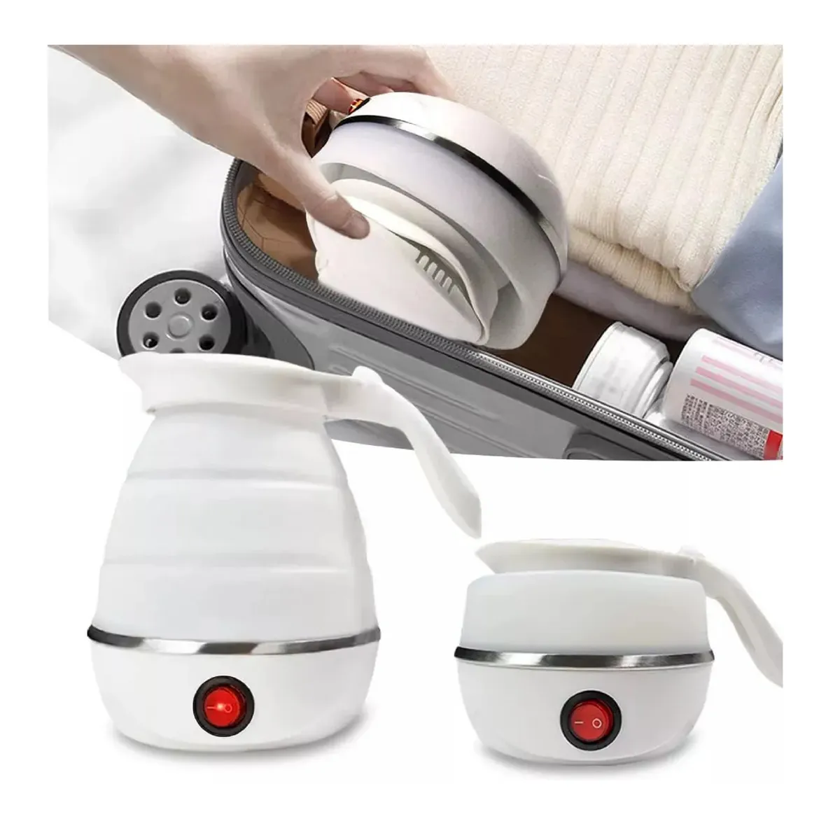 GENERICO - HERVIDOR ELÉCTRICO PORTÁTIL MINI PLEGABLE VIAJES 600 ML