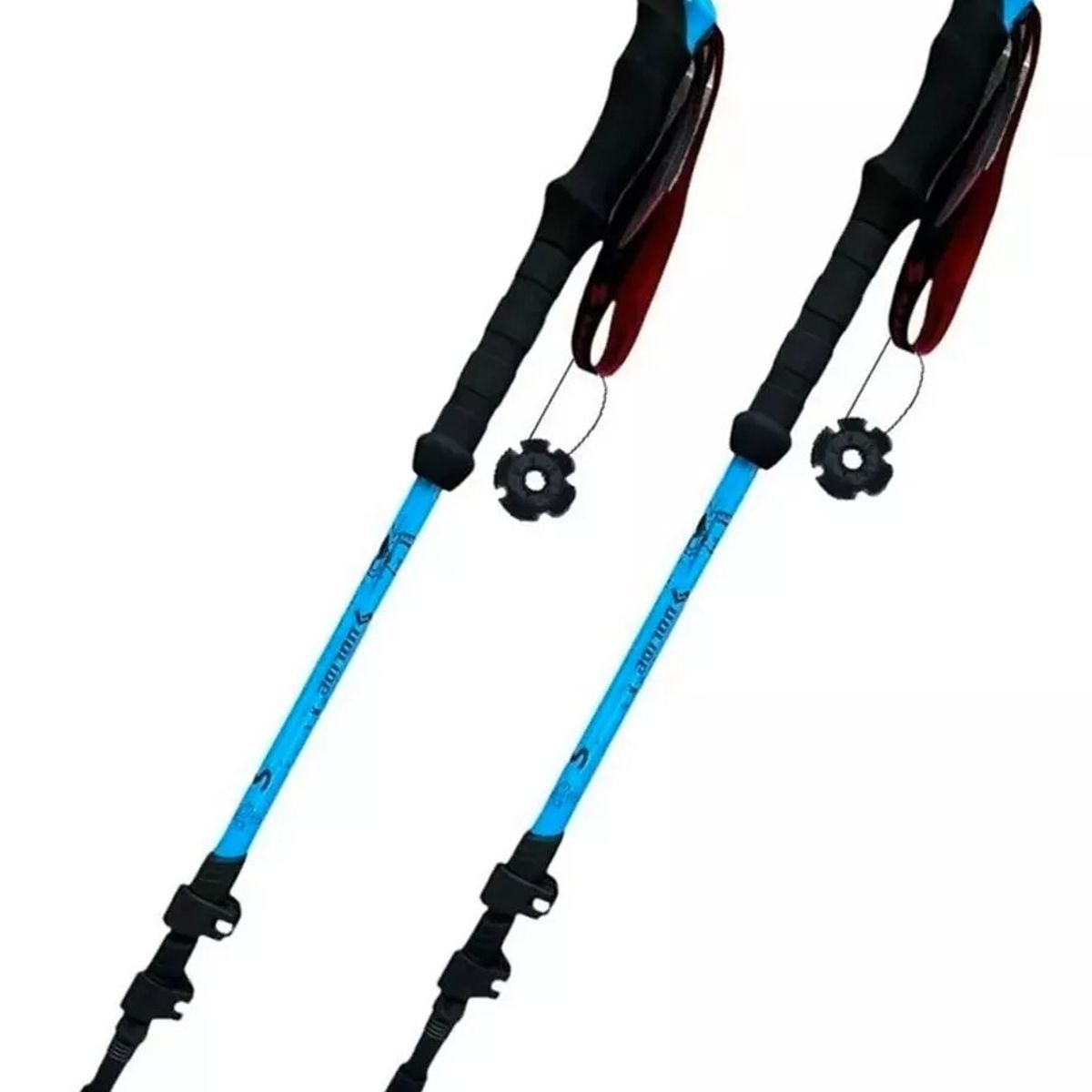 NO LOGO - 2 Bastón Trekking Senderismo Camping 3 Tramos Duralumin Azul