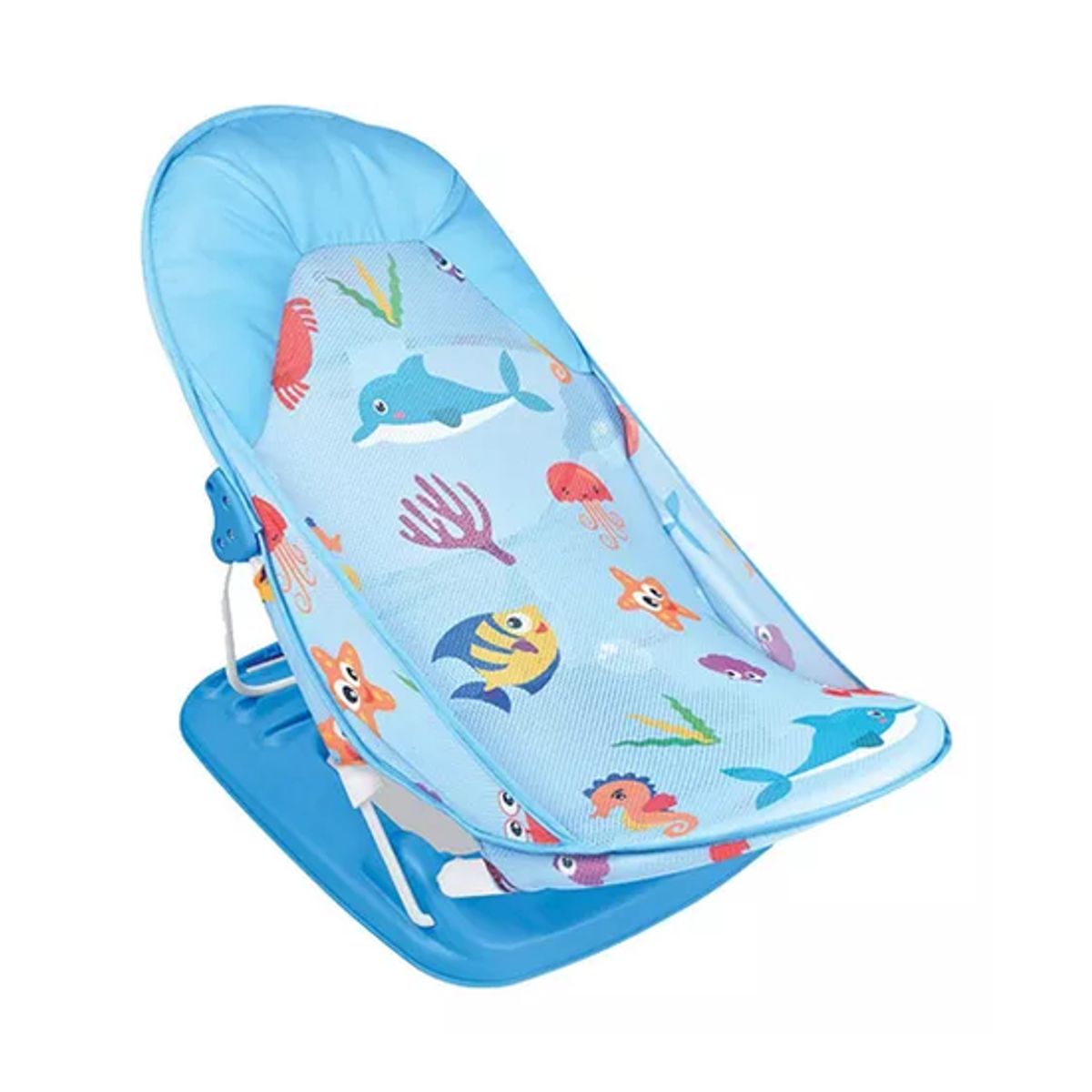 GENERICO - Silla de baño plegable para bebé con almohada y red flotante celeste