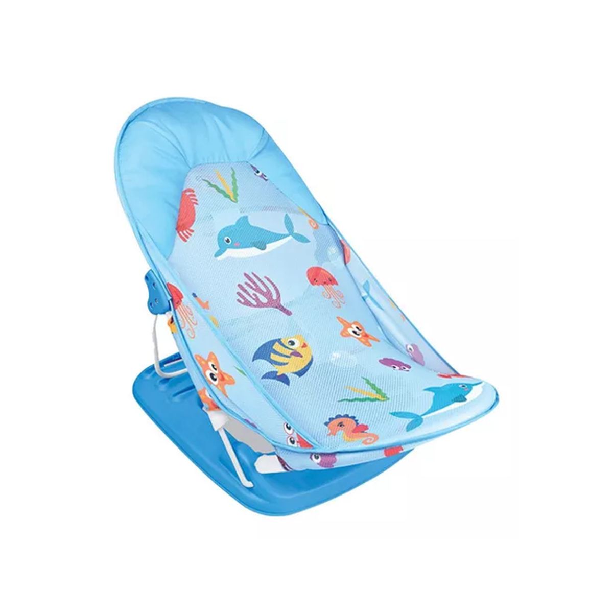 GENERICO - Silla de baño plegable para bebé con almohada y red flotante celeste