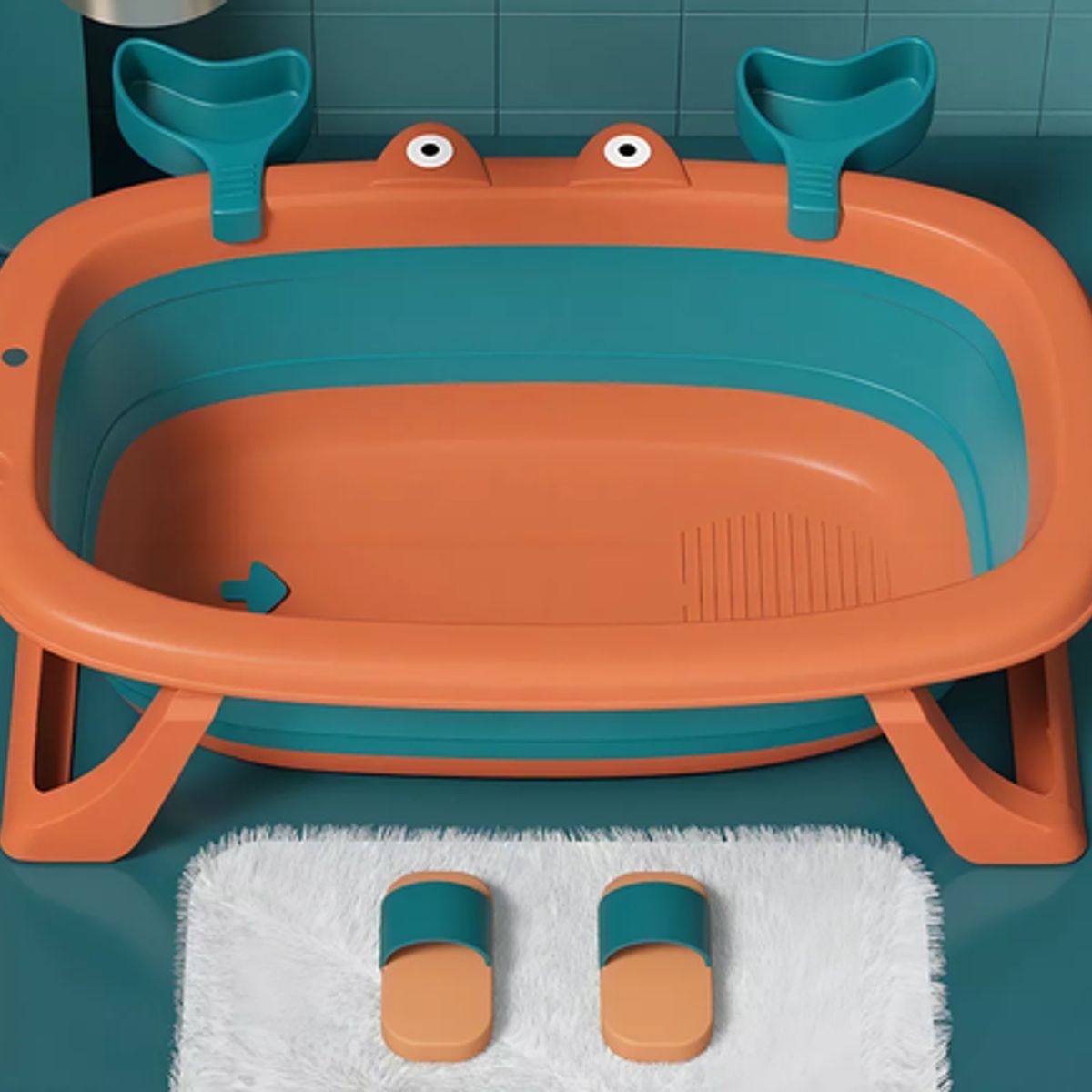 GENERICO - Tina cangrejo plegable con malla reforzada color naranja