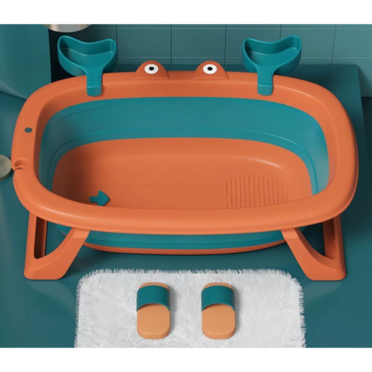 GENERICO - Tina cangrejo plegable con malla reforzada color naranja