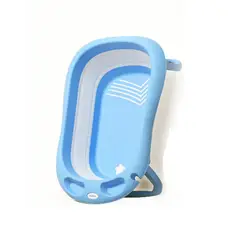 GENERICO - Bañera plegable bebé con termómetro y accesorios color azul