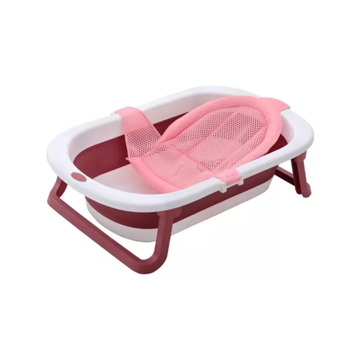 GENERICO - Tina bebé bañera plegable con malla color rosado