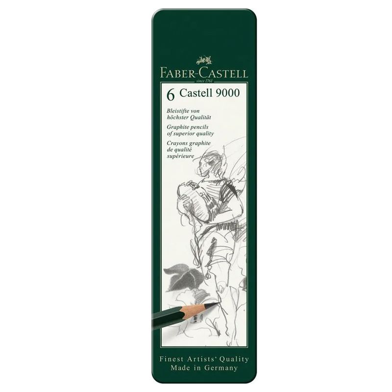 FABER-CASTELL - Lápices Grafito Faber-Castell 9000 (HB-8B) 6ud