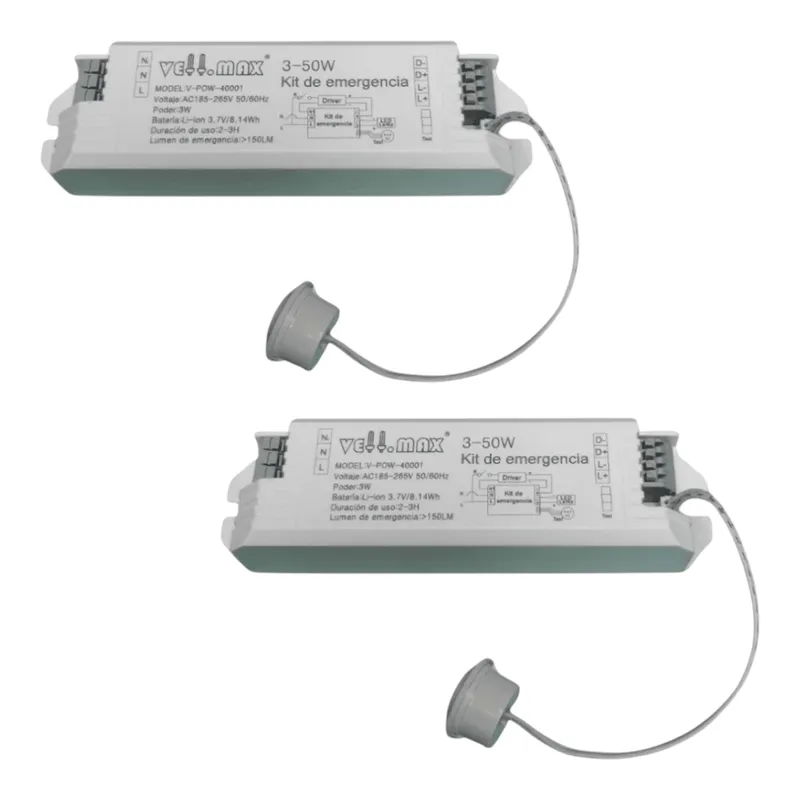 AVC Y VELL MAX - 2 Kit De Emergencia 3-50W Batería Litio 3.7V Uso Con Driver