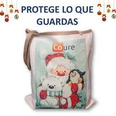 DCOBRE - Bolso Reutilizable en Cobre Santa y Pingüino