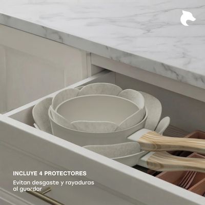 Imagen 2 del producto Bateria Cocina 14Pzs Aluminio Forjado Antiadherente Flow Beige