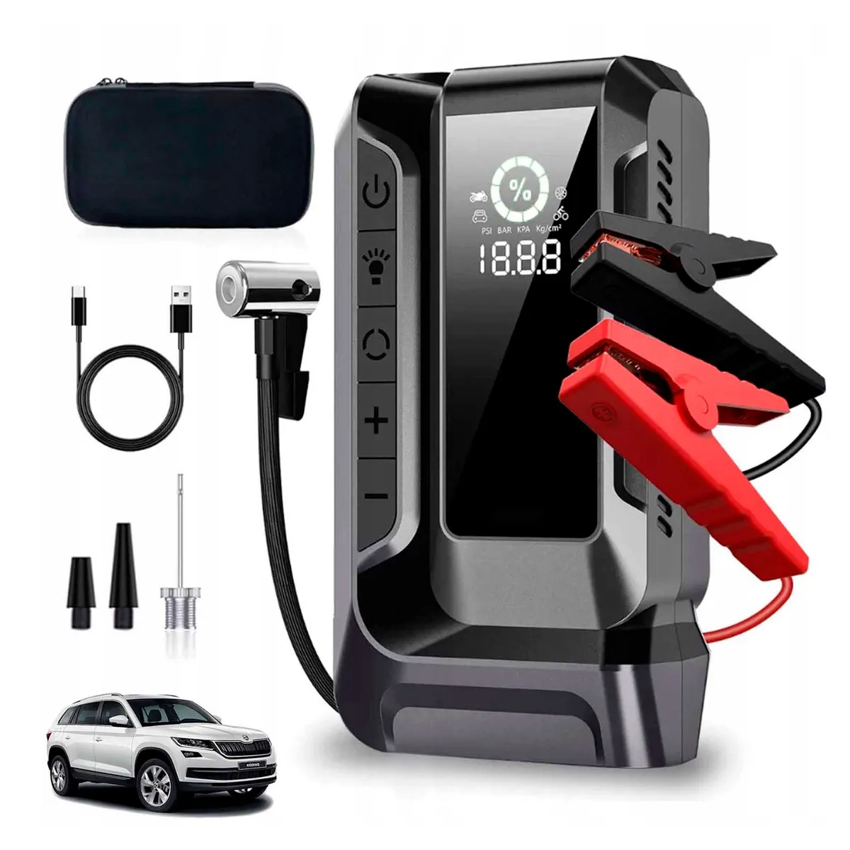 EMETRES - Compresor De Aire Portátil Vehículos Neumaticos Partidor De Baterias Auto