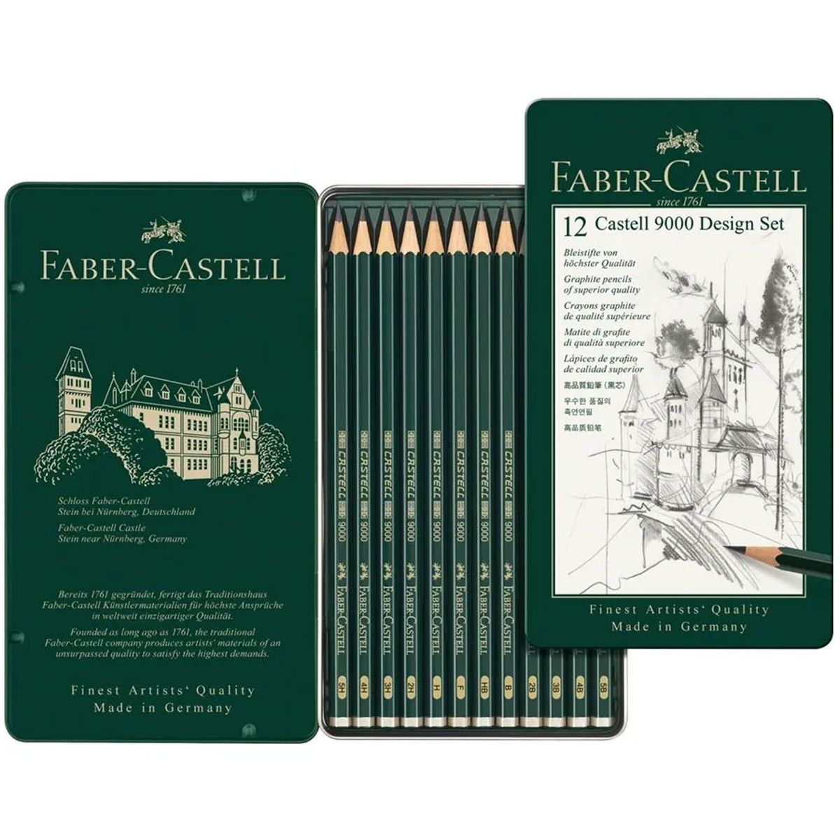 FABER-CASTELL - Lápices Grafito Faber-Castell 9000 (5B-5H) 12 ud