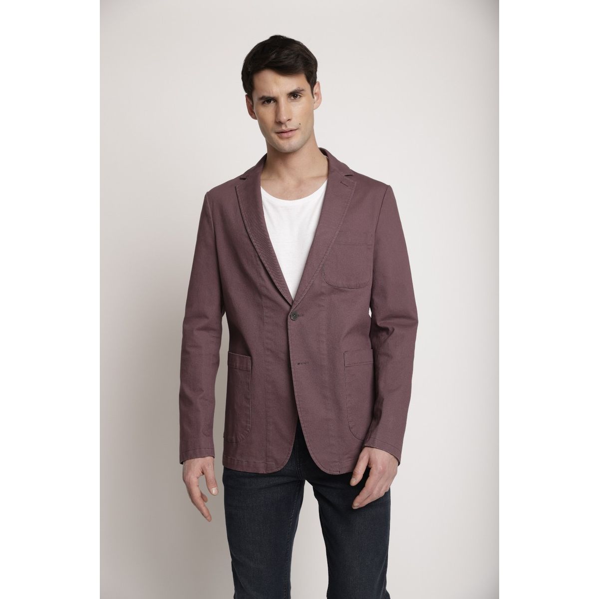 PERRY ELLIS - Chaqueta Hombre Casual Algodón Stretch Grape
