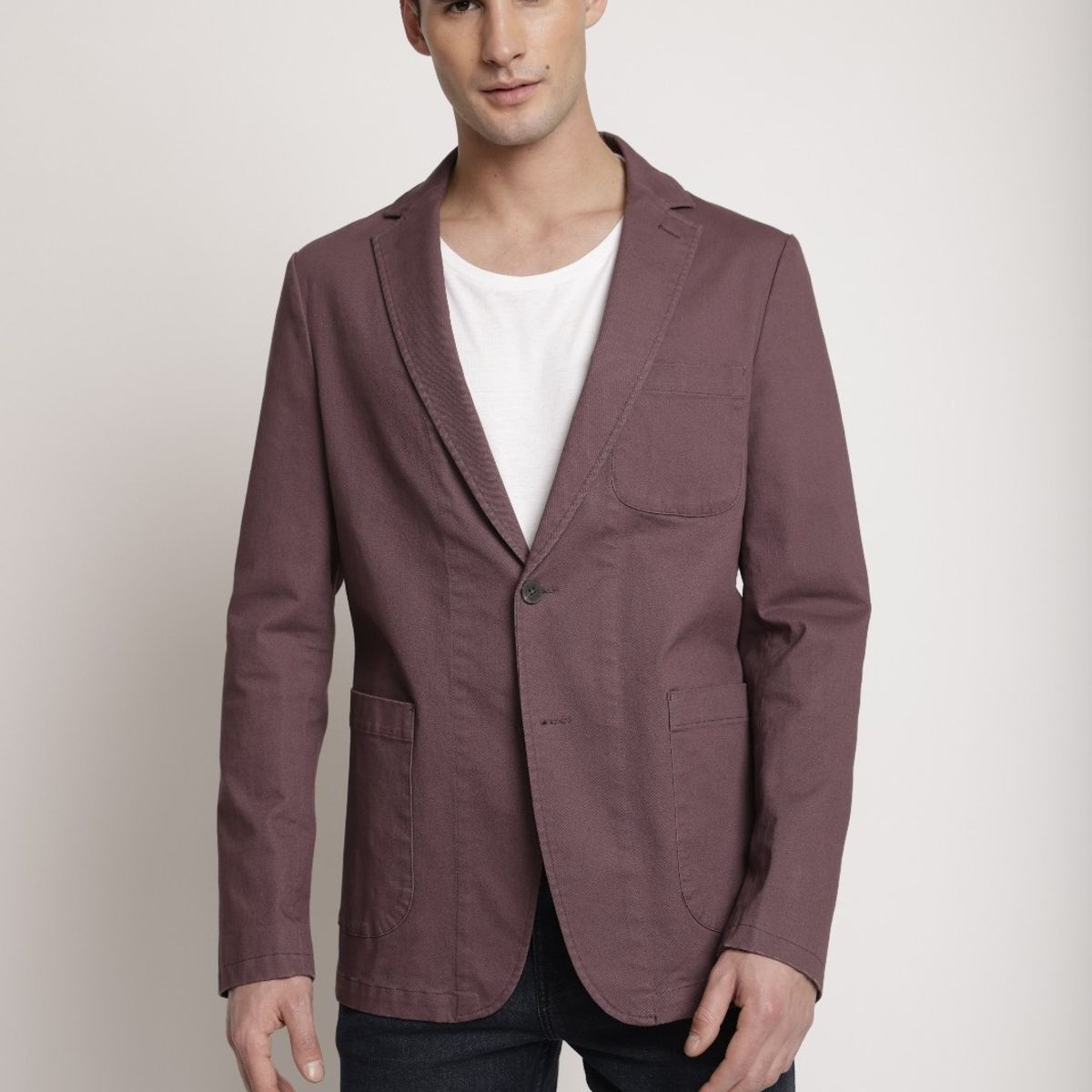 PERRY ELLIS - Chaqueta Hombre Casual Algodón Stretch Grape