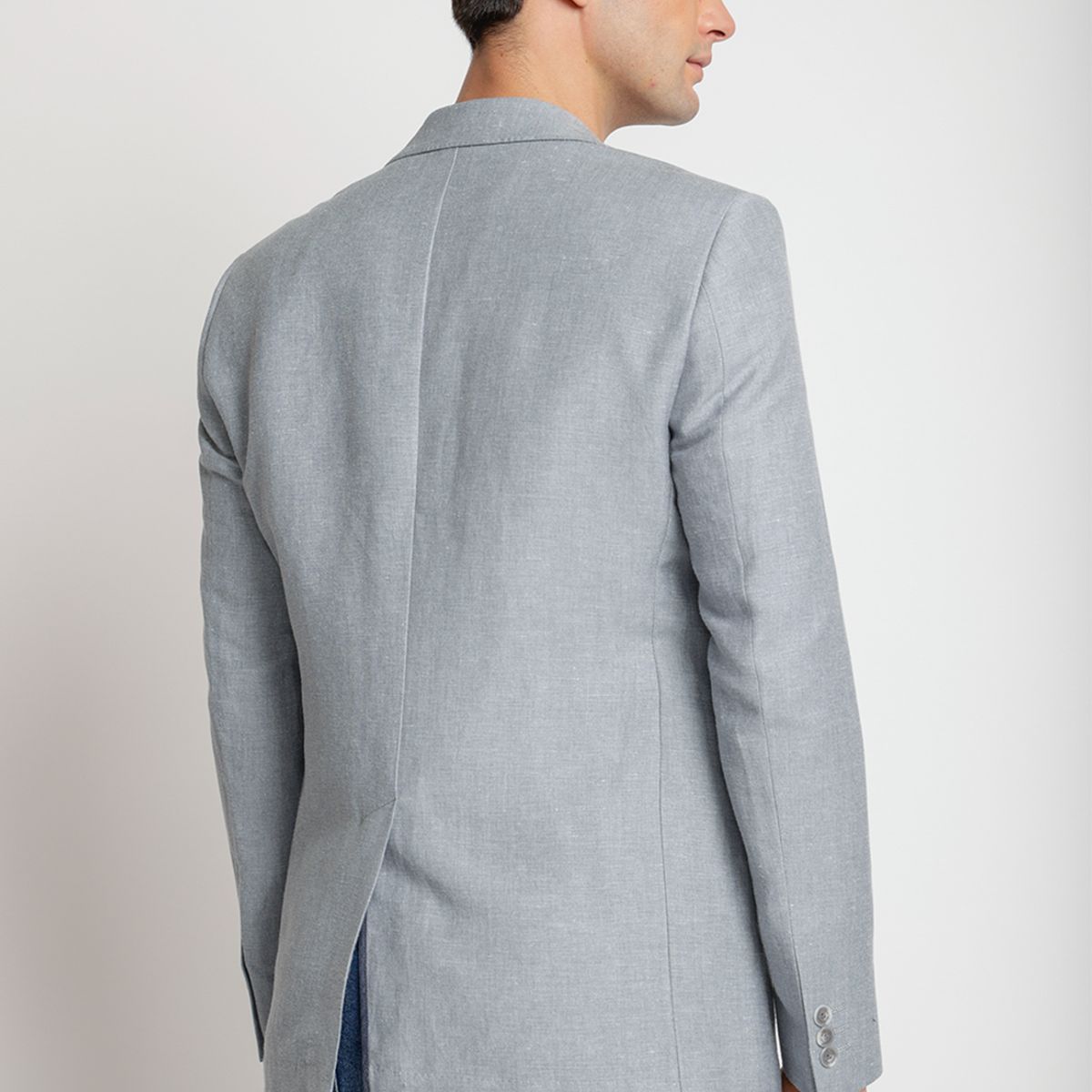 PERRY ELLIS - Chaqueta Hombre Casual Lino Gris Claro