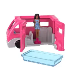 BARBIE - Muñeca mini vehículo furgoneta rosa sorpresa