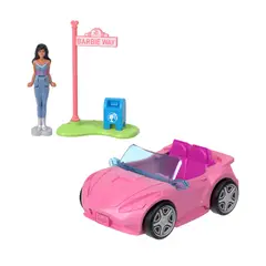 BARBIE - Muñeca mini colección vehículo convertible púrpura