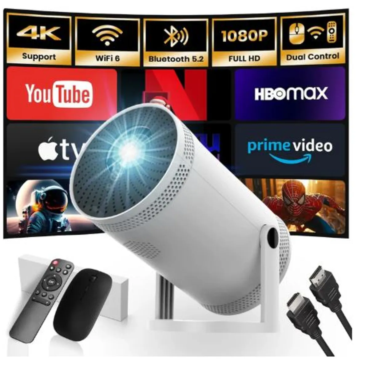 GENERICO - Proyector Android 11 4K WiFi 6 Cine en Casa Portátil