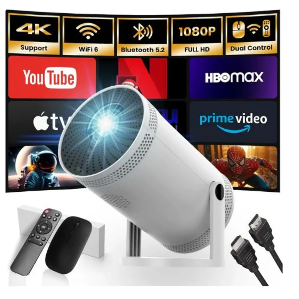 GENERICO - Proyector Android 11 4K WiFi 6 Cine en Casa Portátil