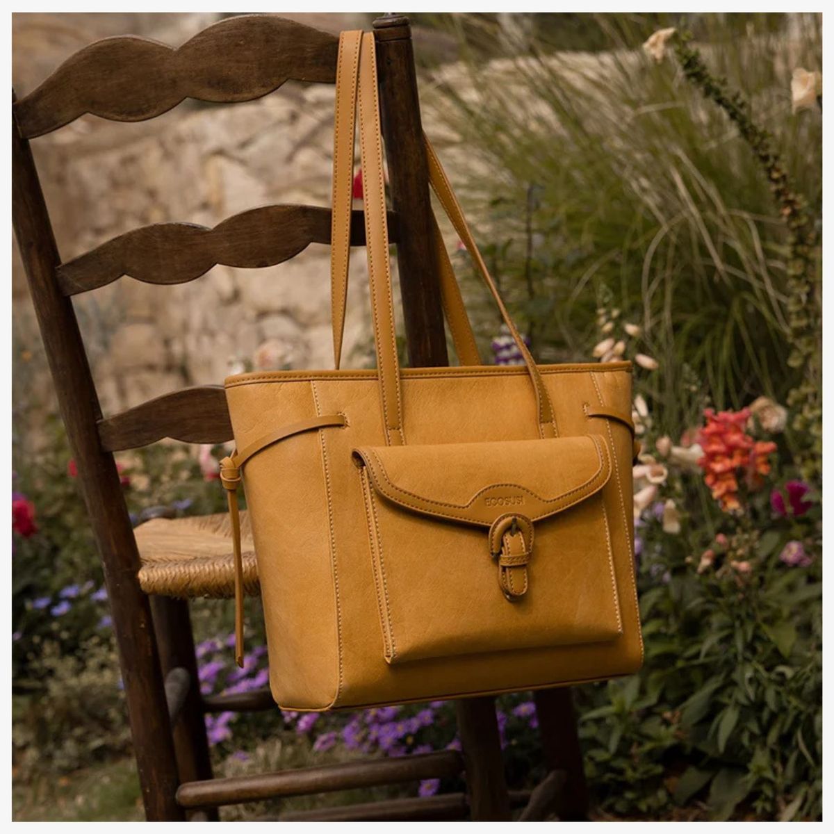 ECOSUSI - Ecosusi Bolso Tote Evelina de Papel Lavable 14L para 13 pulg Ámbar