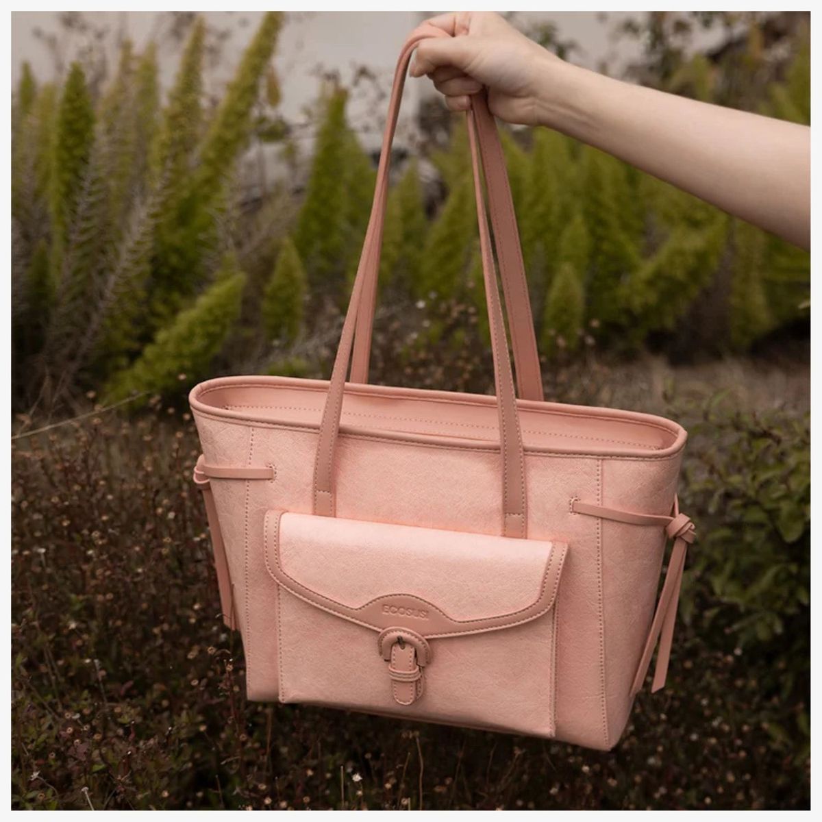 ECOSUSI - Ecosusi Bolso Tote Evelina de Papel Lavable 14L para 13 pulg Rosado