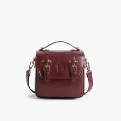 ECOSUSI - Bolso Vintage Clara Bandolera para Cámara Compacta Rojo Angola