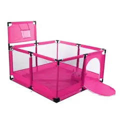 GENERICO - Corral de seguridad para bebés con aro de basket 128cm gris