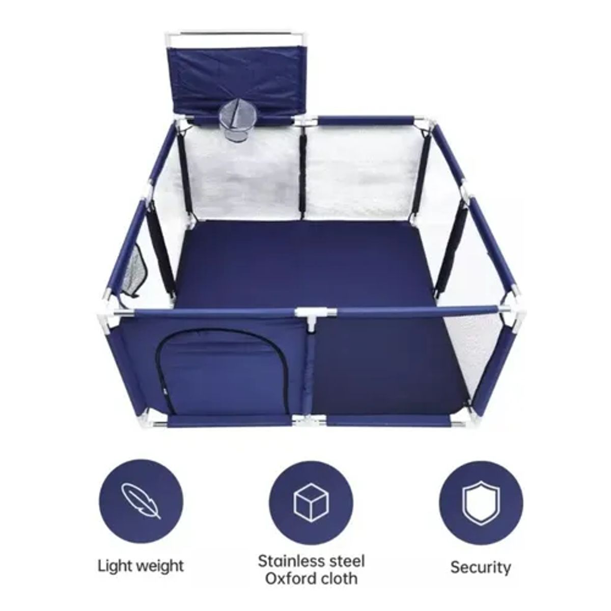 GENERICO - Corral de seguridad para bebés con aro de basket 128cm azul