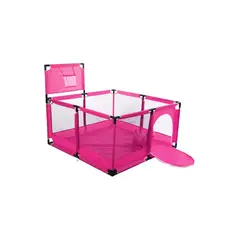 GENERICO - Corral de seguridad para bebés con aro de basket 128cm rosa