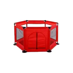 GENERICO - Corral de seguridad para bebé hexagonal + pelotas rojo