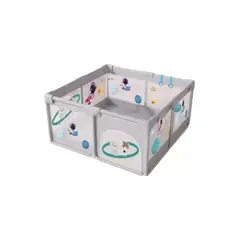 GENERICO - Corral-gimnasio para niños con alfombra y juegos color gris