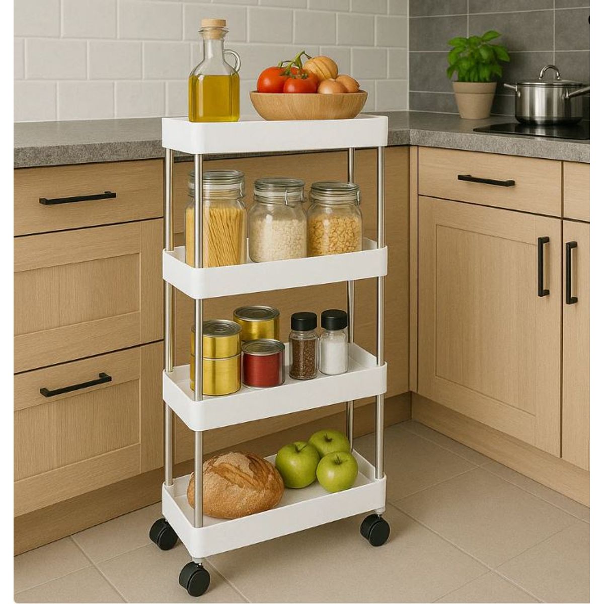 GENERICO - Estante Organizador Cocina o Baño – 4 Niveles con Ruedas
