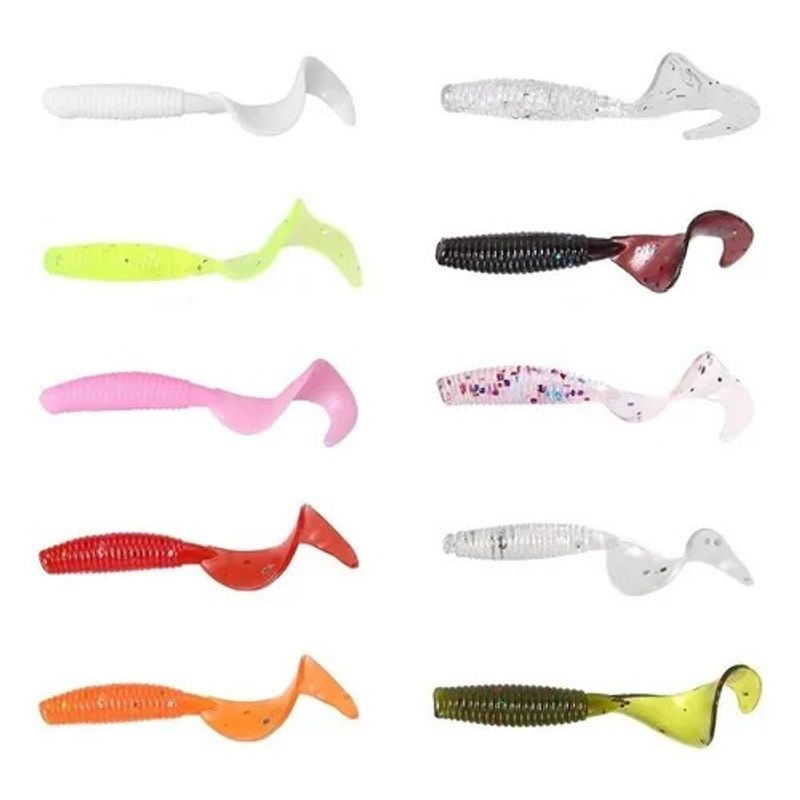 GENERICO - Pack 100 Señuelos Pesca Cebo Blando Gusano Silicona 4cm