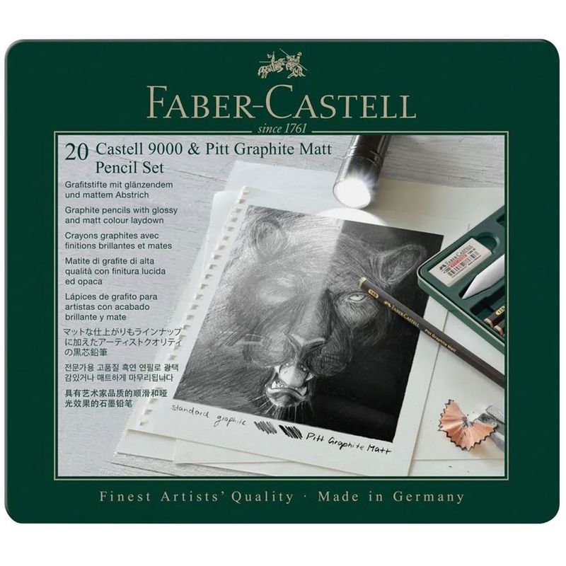 FABER-CASTELL - Lápices Grafito Faber-Castell Mate & Castell 9000 (20 pzas)