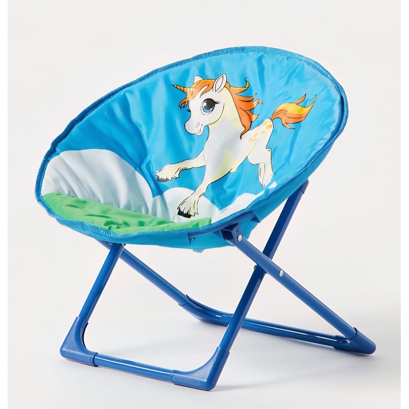 GENERICO - SILLAS PLEGABLES INFANTILES AZUL CON DISEÑO DE UNICORNIO