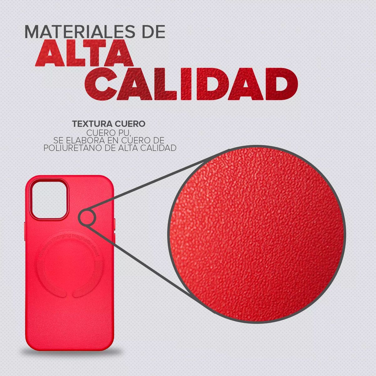 KBOD - Carcasa Antigolpes de Cuero Magnetic Para iPhone 15 Pro Rojo
