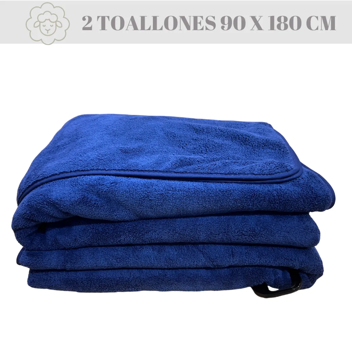 GARSIL - Set 2 Toallas De Baño Grande Microfibra Toallon 90x180cm Azul Marino