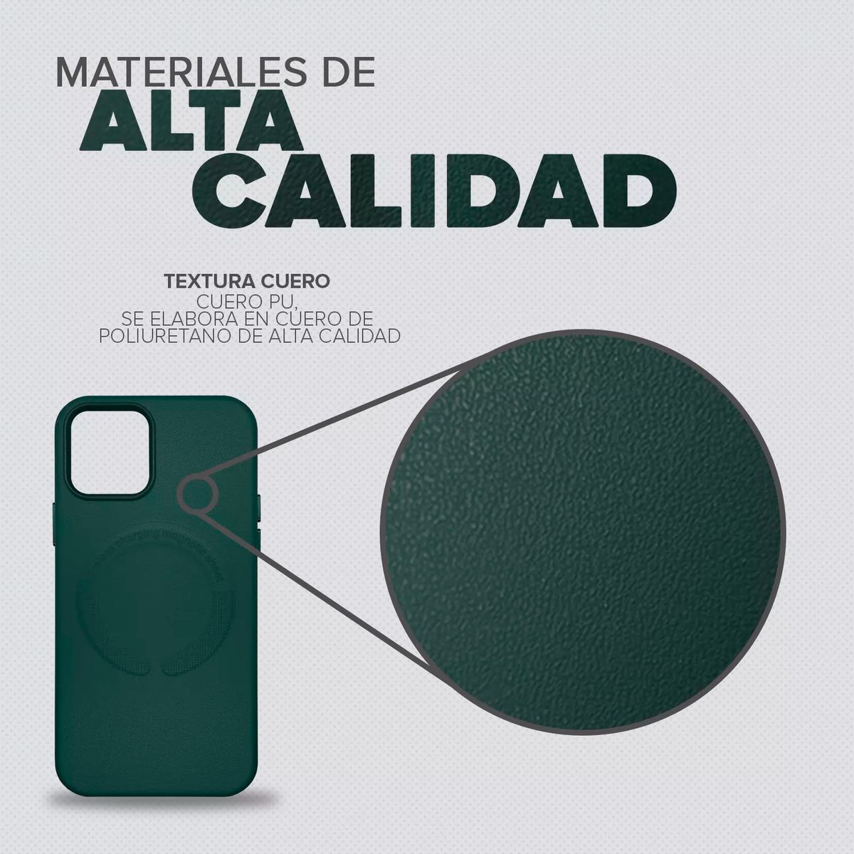 KBOD - Carcasa Antigolpes de Cuero Magnetic Para iPhone 15 Pro Verde