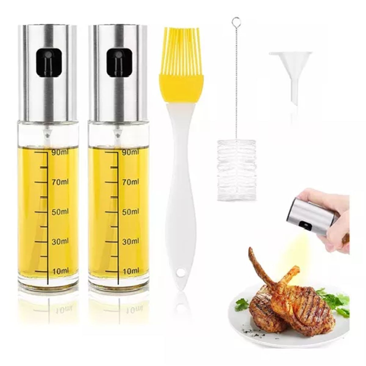 GENERICO - 2 botellas rociadoras pulverizadoras para aceite y vinagre