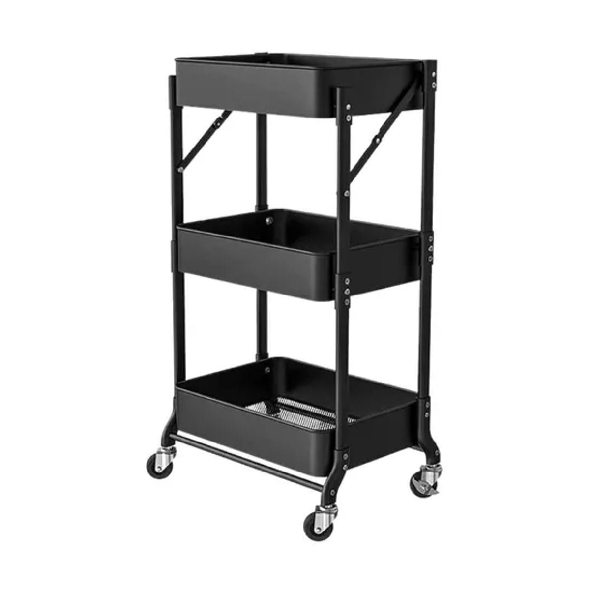 GENERICO - Organizador Carro Plegable Multiuso 3 Niveles Negro