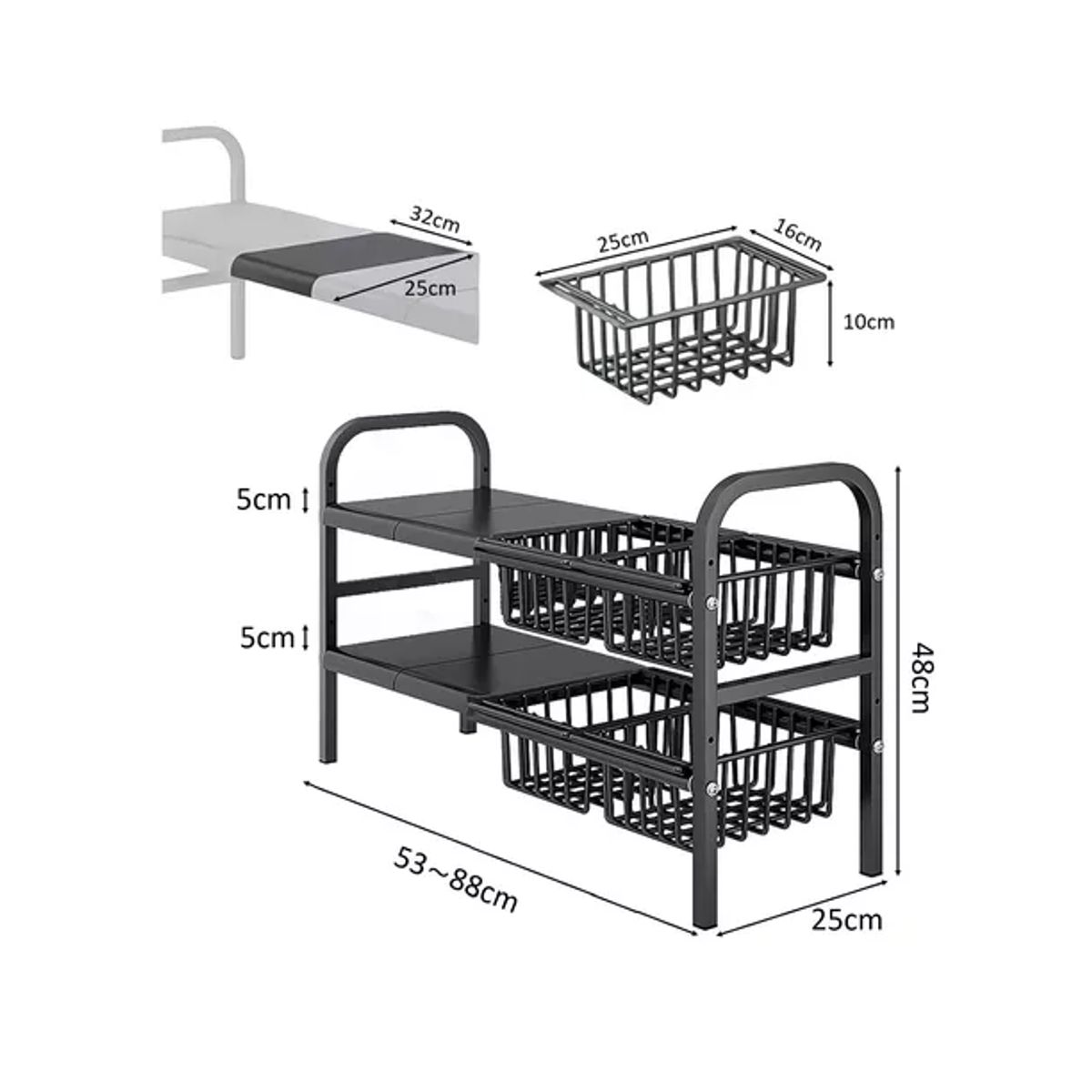 GENERICO - Rack Cocina Bajo Fregadero Organizador Modular Armable