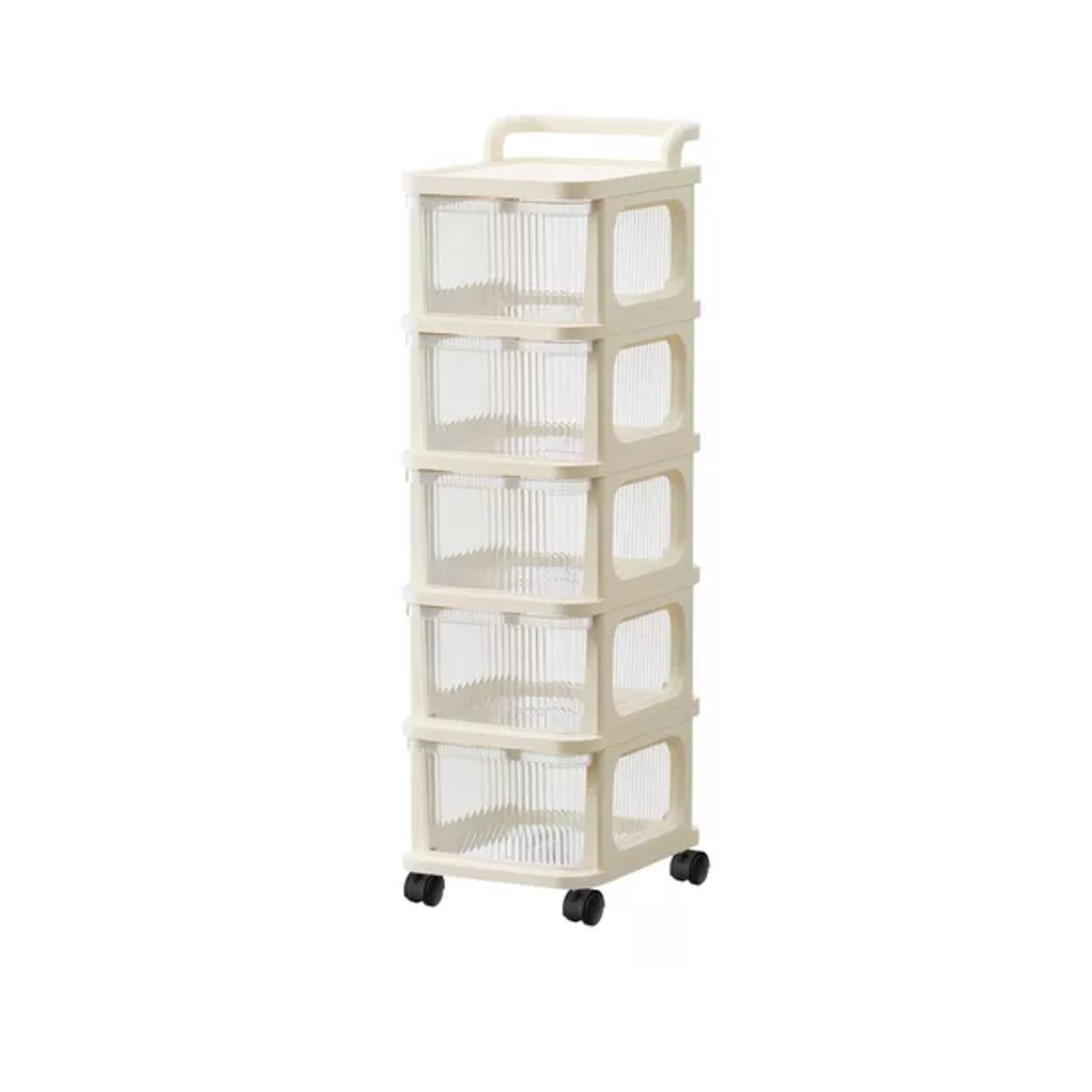 GENERICO - Carrito Organizador Ruedas Tipo Cómoda 5 Cajones Beige